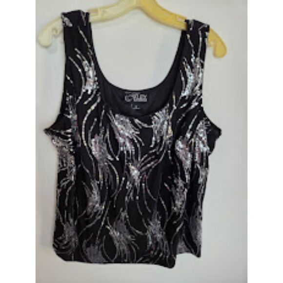 Alex Evenings Black w/Silver Sequins Evening Top/Cardigan Jacket Set size 1X - Picture 2 of 9